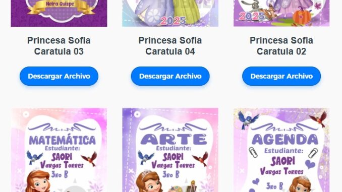 Carátulas Editables de la Princesa Sofía