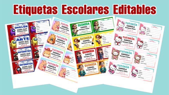 Etiquetas Escolares Editables en Powerpoint