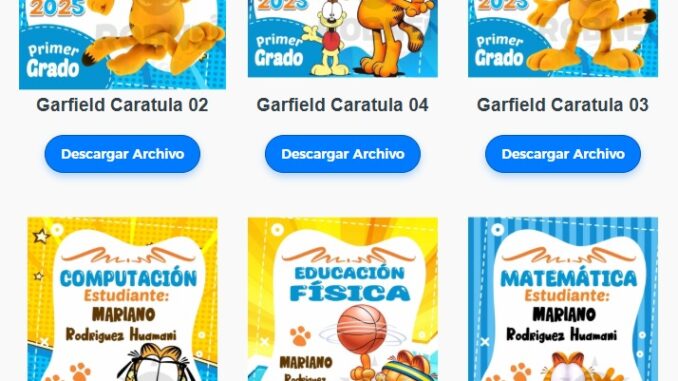 Nuevas Carátulas Escolares de Garfield
