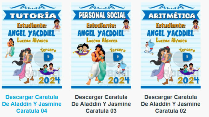 Caratulas Editables de Aladdin para imprimir