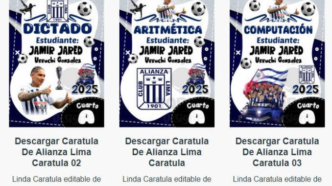 Caratulas Editables de Alianza Lima para imprimir