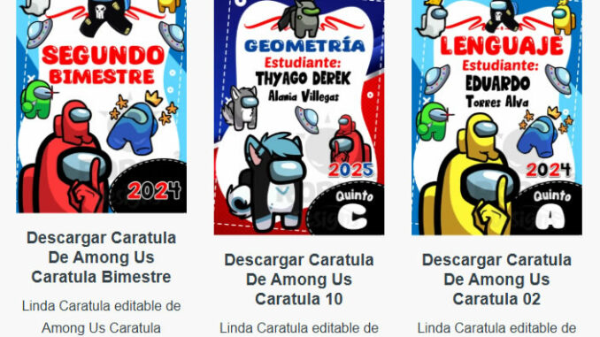Caratulas Editables de Among Us para imprimir