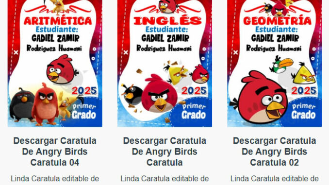 Caratulas Editables de Angry Birds para imprimir