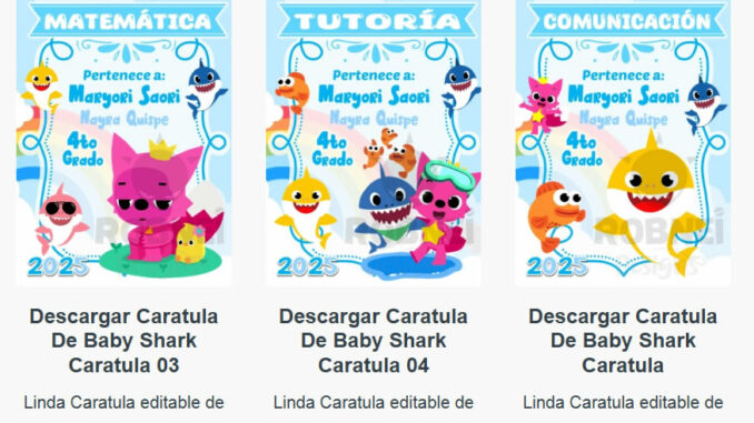 Caratulas Editables de Baby Shark para imprimir