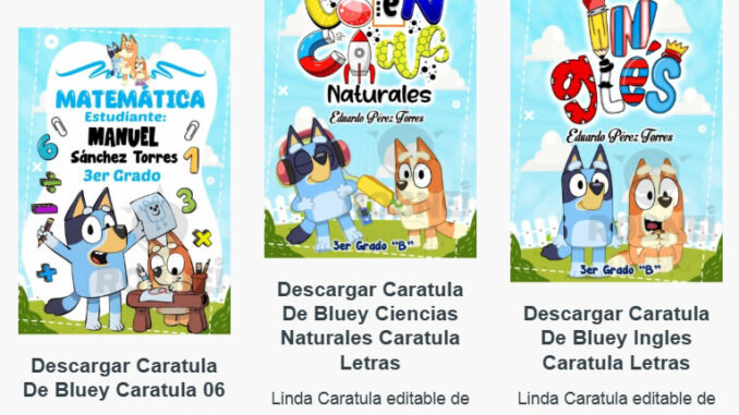Caratulas Editables de Bluey para imprimir