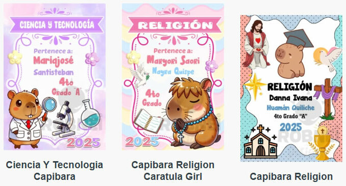 Caratulas Editables de Capibara para imprimir