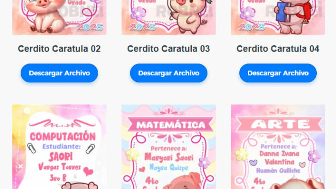 Caratulas Editables de Cerditos para imprimir