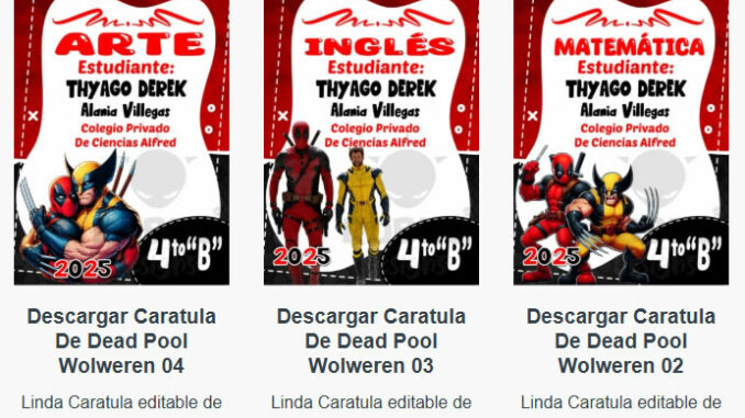 Caratulas Editables de Deadpool Wolverine para imprimir