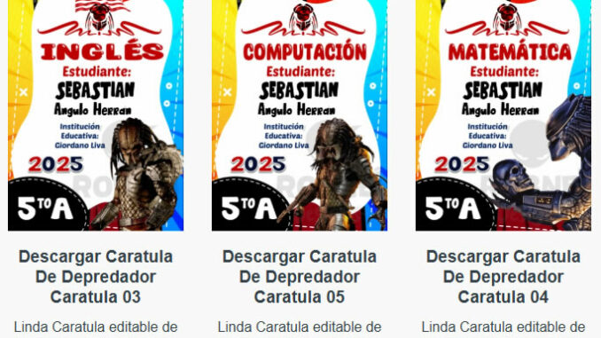 Caratulas Editables de Depredador para imprimir