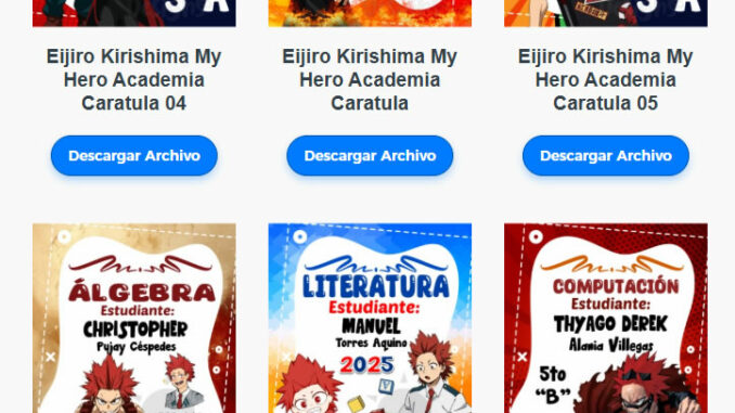Caratulas Editables de Eijiro Kirishima My Hero Academia