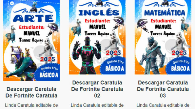 Caratulas Editables de Fortnite para imprimir