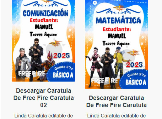 Caratulas Editables de Free Fire para imprimir
