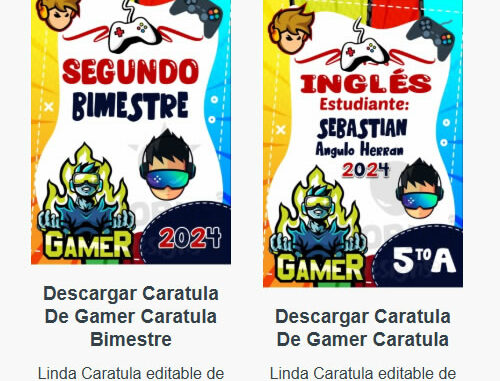 Caratulas Editables de Gamer para imprimir