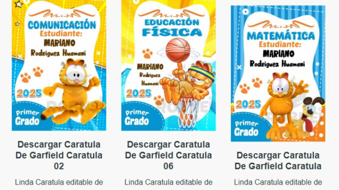Caratulas Editables de Garfield para imprimir