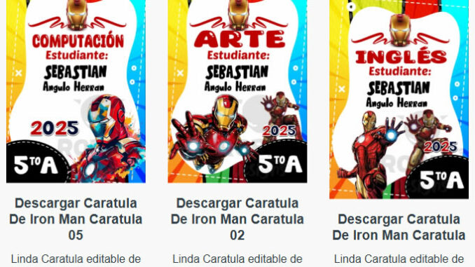 Caratulas Editables de Iron Man para imprimir