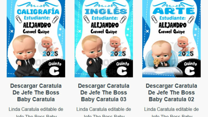 Caratulas Editables de Jefe The Boss Baby para imprimir