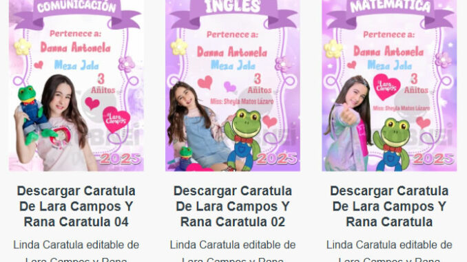 Caratulas Editables de Lara Campos y Rana para imprimir