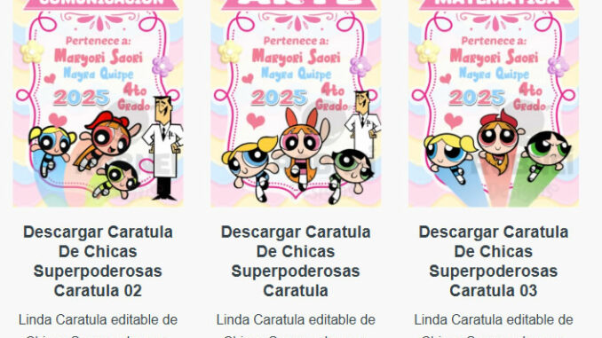 Caratulas Editables de Las Chicas Superpoderosas para imprimir