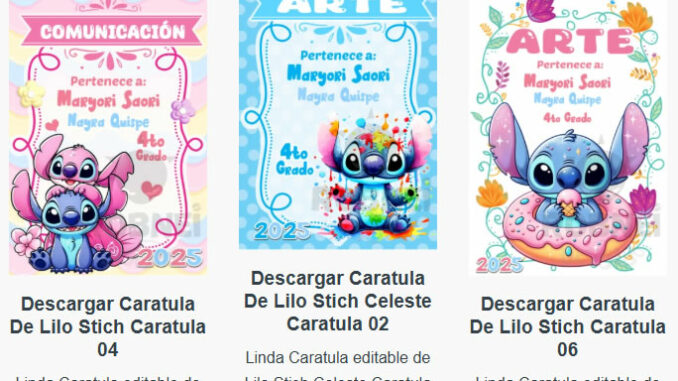 Caratulas Editables de Lilo Stich para imprimir
