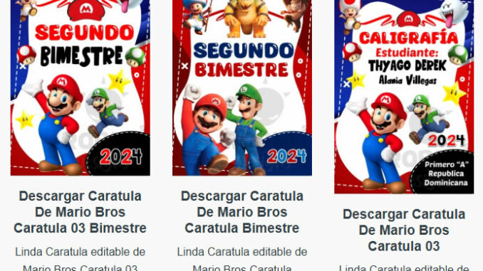 Caratulas Editables de Mario Bros para imprimir