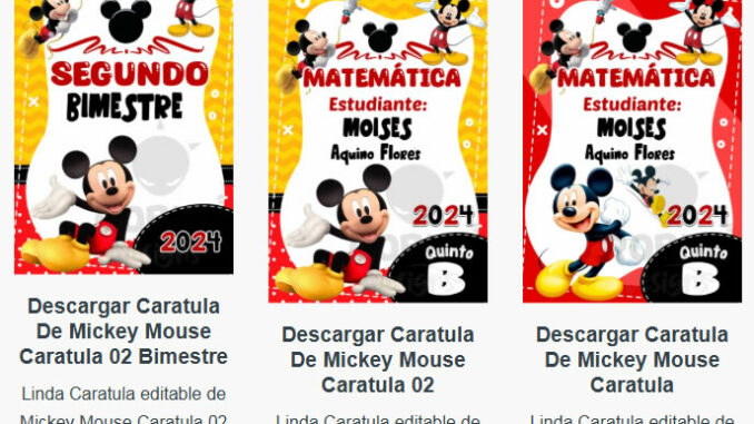 Caratulas Editables de Mickey Mouse para imprimir