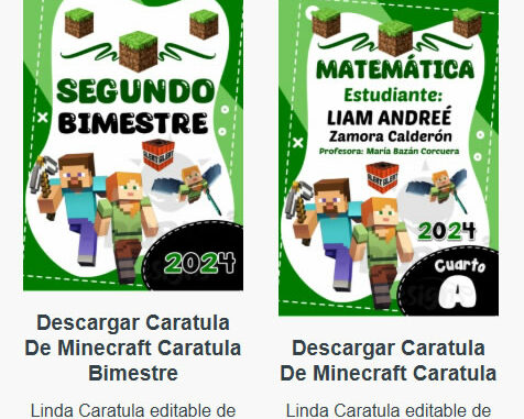 Caratulas Editables de Minecraft para imprimir