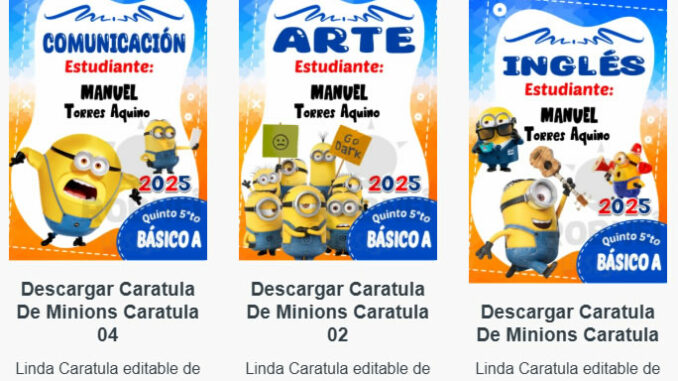 Caratulas Editables de Minions para imprimir