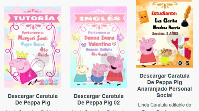 Caratulas Editables de Peppa Pig para imprimir