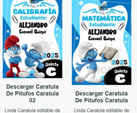 Caratulas Editables de Pitufos para imprimir