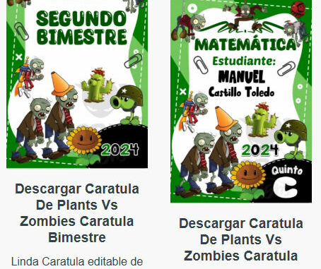 Caratulas Editables de Plants Vs Zombies para imprimir