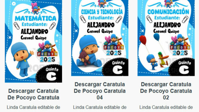 Caratulas Editables de Pocoyo para imprimir