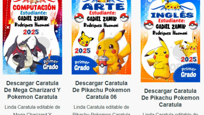 Caratulas Editables de Pokemon para imprimir