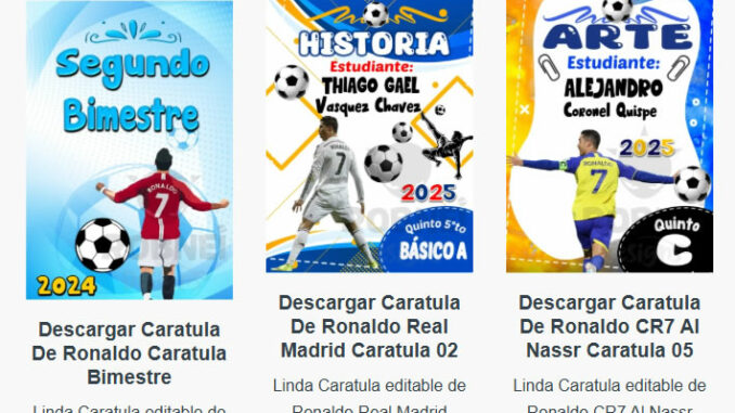 Caratulas Editables de Ronaldo para imprimir