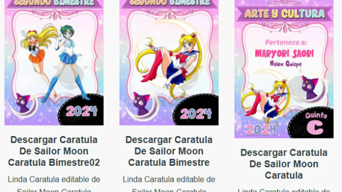 Caratulas Editables de Sailor Moon para imprimir