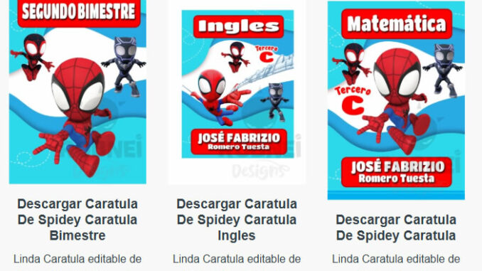 Caratulas Editables de Spidey para imprimir