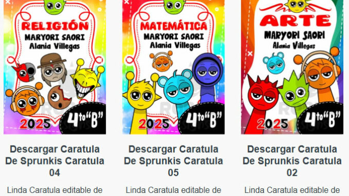 Caratulas Editables de Sprunkis para imprimir