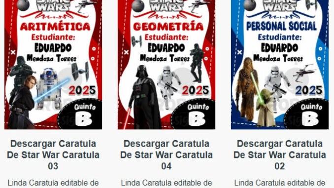 Caratulas Editables de Star War para imprimir