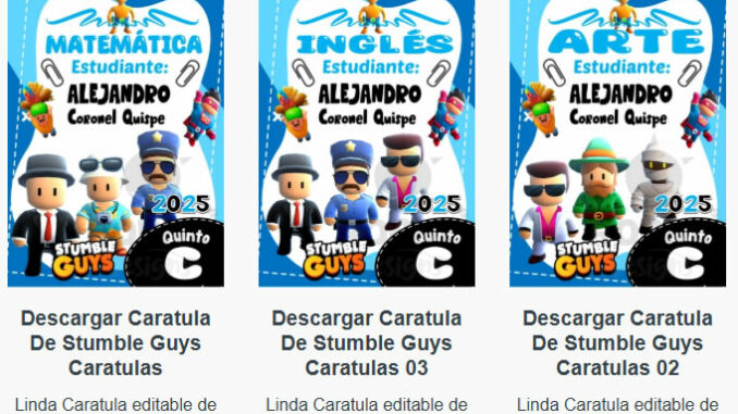 Caratulas Editables de Stumble Guys para imprimir