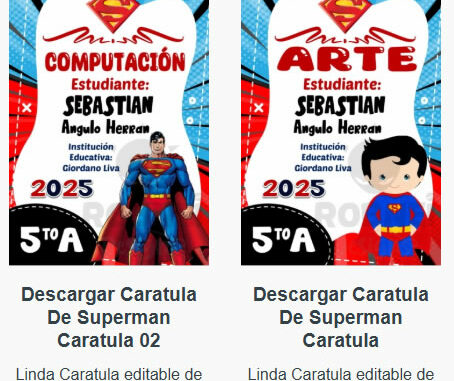 Caratulas Editables de Superman para imprimir