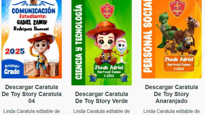 Caratulas Editables de Toy Story para imprimir