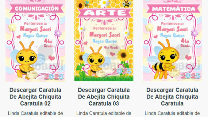 Caratulas Editables de la Abejita Chiquita para imprimir
