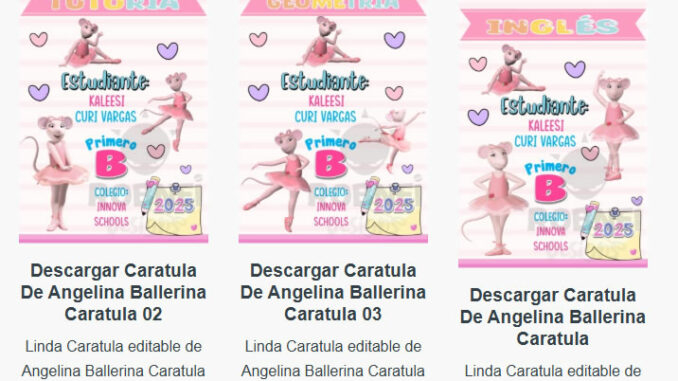 Caratulas Editables de la Angelina Ballerina para imprimir