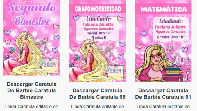Caratulas Editables de la Barbie para imprimir