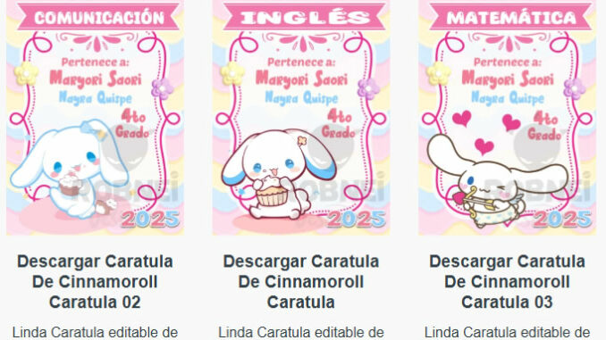 Caratulas Editables de la Cinnamoroll para imprimir