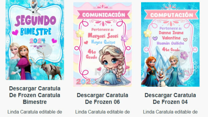 Caratulas Editables de la Frozen para imprimir