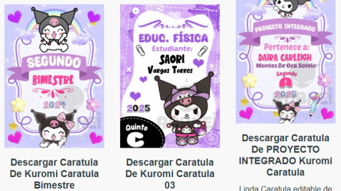 Caratulas Editables de la Kuromi para imprimir