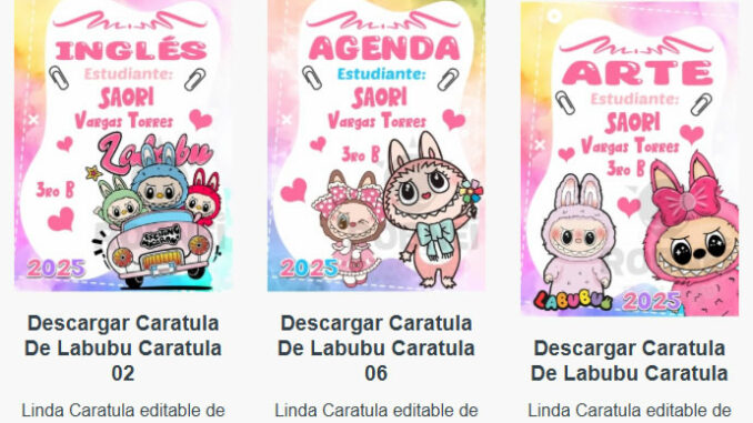Caratulas Editables de la Labubu para imprimir