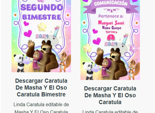 Caratulas Editables de la Masha Y El Oso para imprimir