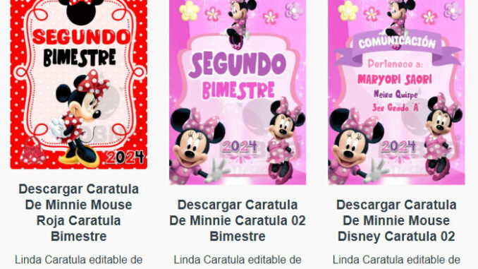 Caratulas Editables de la Minnie Mouse para imprimir