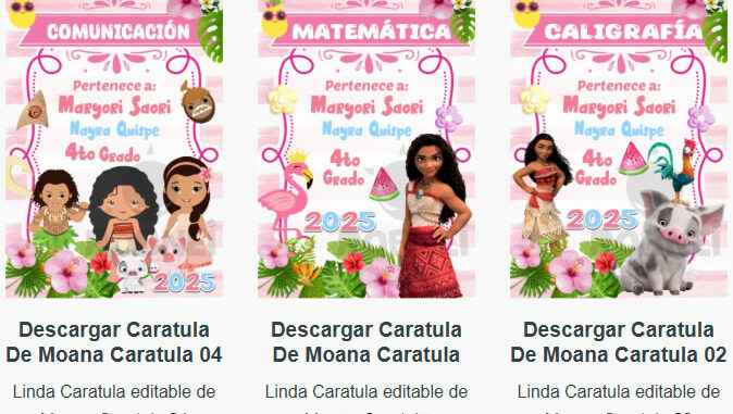 Caratulas Editables de la Moana para imprimir